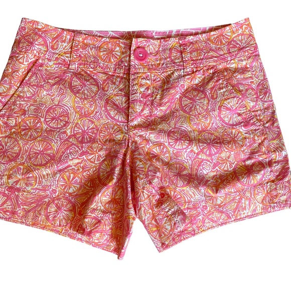 Lily Pulitzer Pink Orange and white printed shorts womens size 0 - Picture 8 of 9
